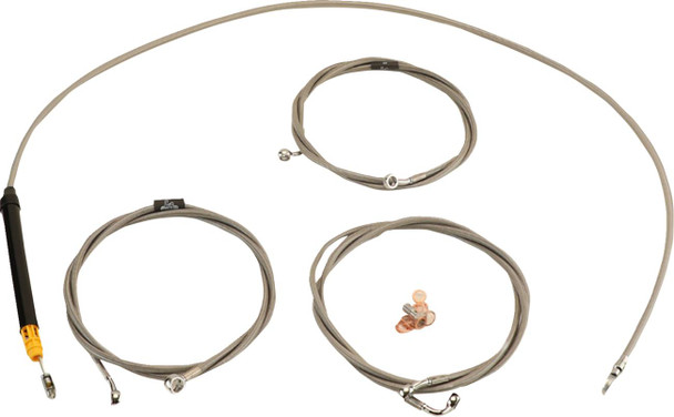 La Choppers - LA-8059KT-16 - Standard Stainless Braided Handlebar Cable/Brake Line Kit - 15"-17" Ape Hangers - '23-'24 Touring