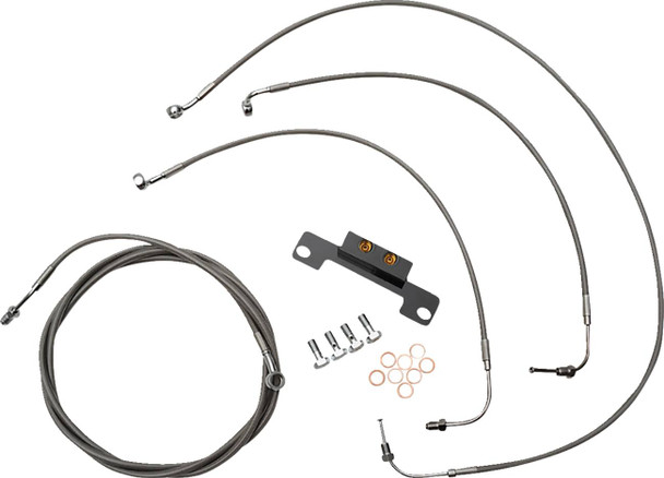 La Choppers - LA-8056KT-08 - Standard Stainless Braided Handlebar Cable/Brake Line Kit - Stock Ape Hangers - '21-'22 FLH