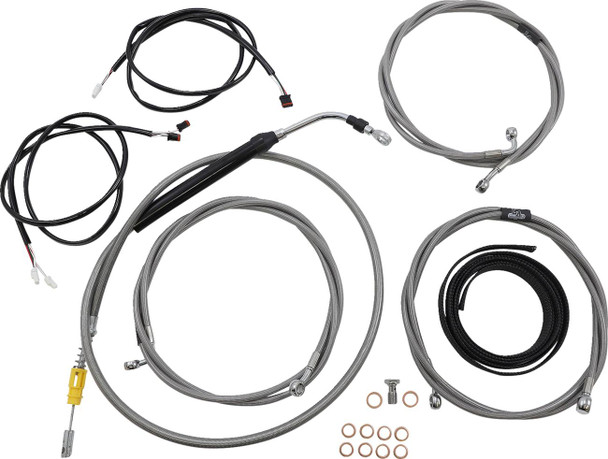 La Choppers - LA-8056KT3-16 - Complete Plug-and-Play Cable Kit - 15" - 17" Handlebars - '21-'22 FLH - ABS - Stainless