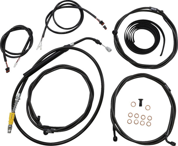 La Choppers - LA-8056KT3-16B - Complete Plug-and-Play Cable Kit - 15" - 17" Handlebars - '21-'22 FLH - ABS - Black