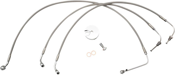 La Choppers - LA-8154B13 - Brake Lines - 12" - 14" Ape Hanger Handlebars - Stainless Steel