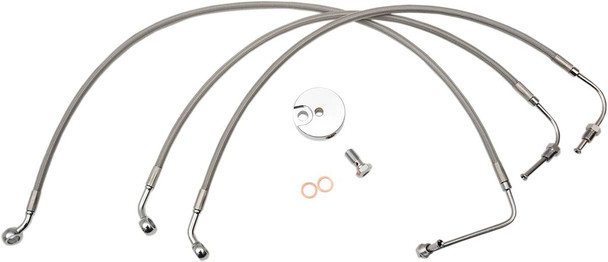 La Choppers - LA-8011B13 - Brake Lines - 12" - 14" Ape Hanger Handlebars - Stainless Steel