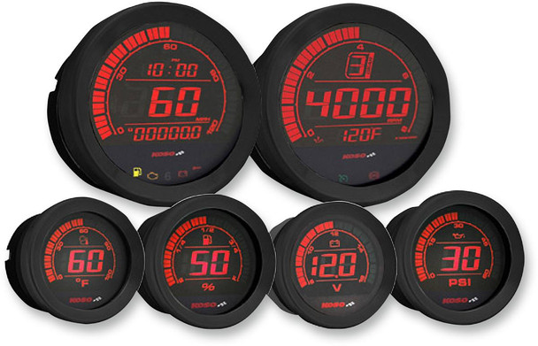 Koso North America - BA050903 - Universal 6-Piece Gauge Kit - Black