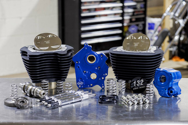 S&S Cycle - 310-1234 - 132" Power Package Engine Performance Kit - Gear Drive - Oil Cooled - Non-Highlighted Fins - M8