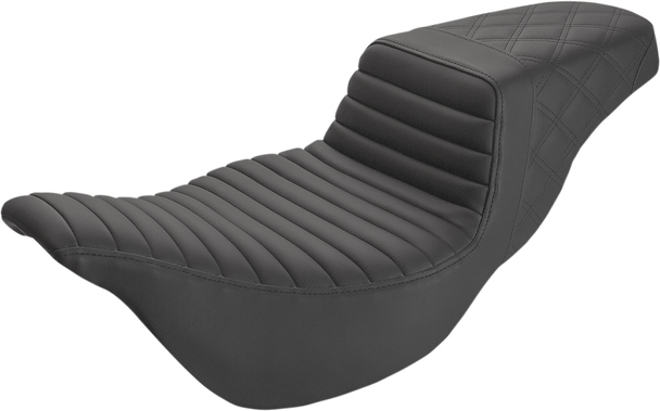 Saddlemen - 808-07B-176E - Step-Up Seat - Extended Reach - Front Tuck-n-Roll/Rear Lattice Stitch - Black - FL '08-'24