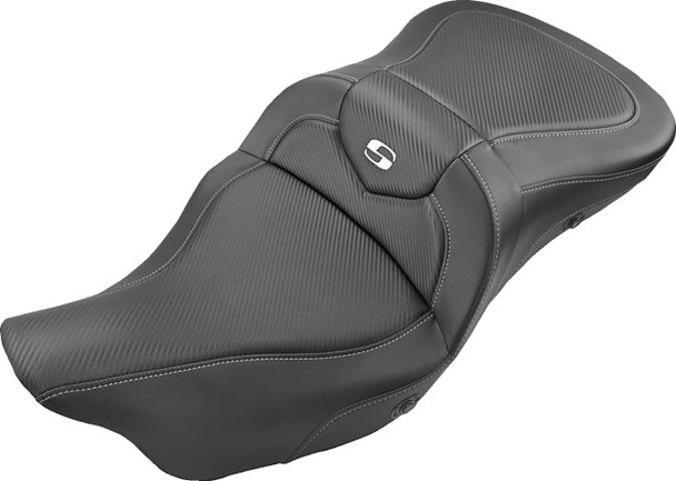 Saddlemen - 808-07B-186HCT - Extended Reach Roadsofa™ Seat - Carbon Fiber - without Backrest - Heated - FL '08-'24