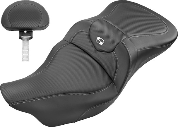 Saddlemen - 808-07B-185BR - Roadsofa™ Seat - Carbon Fiber - with Backrest - FL '08-'24