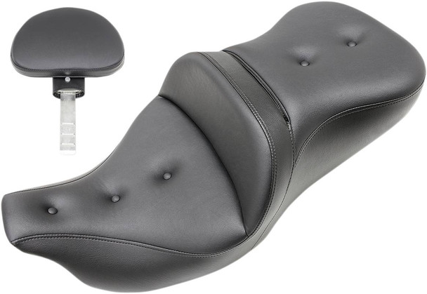 Saddlemen - 808-07B-181TBR - Roadsofa™ Seat - Pillow Top - with Backrest - Black - FLH/FLT '09-'24