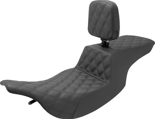 Saddlemen - 897-07-195BR - Tour Step-Up Seat - Rider Backrest - Full Lattice Stitch - FL '97-'07