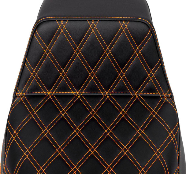 Saddlemen - 808-07B-17203 - Step-Up Seat - Front Lattice Stitch - Orange Stitch - FLH/FLT '08-'23