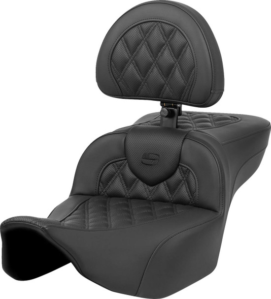 Saddlemen - 823-07-184BR - Roadsofa™ Extended Reach Seat - Lattice Stitch - with Backrest - FL '23-'24