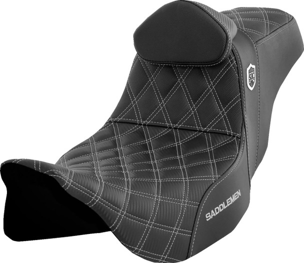 Saddlemen - SC80807SILRT - Pro Series SDC Performance Seat - w/ Backrest - Silver Stitch - FLH/FLT '08-'23
