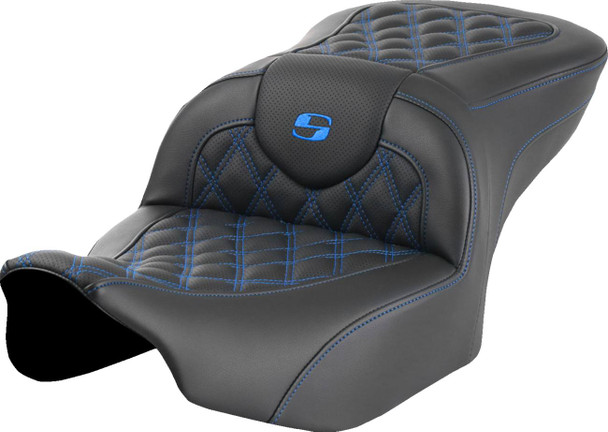 Saddlemen - 823-07-18201 - Roadsofa™ Seat - without Backrest - Blue Lattice Stitch - FLTR/FLHX '23-'24