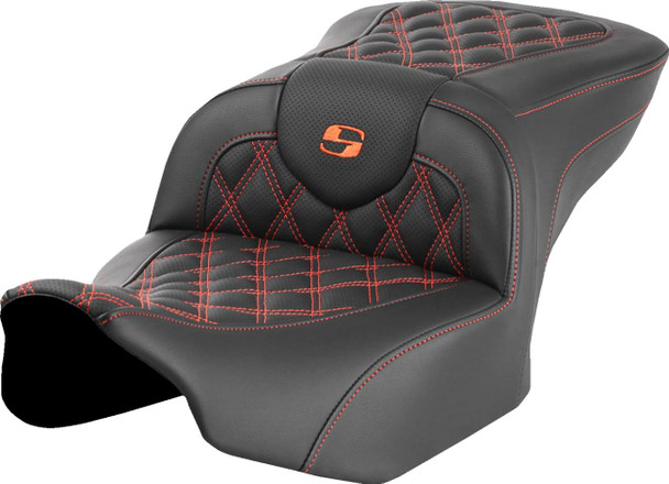 Saddlemen - 823-07-18203 - Roadsofa™ Seat - without Backrest - Orange Lattice Stitch - FLTR/FLHX '23-'24