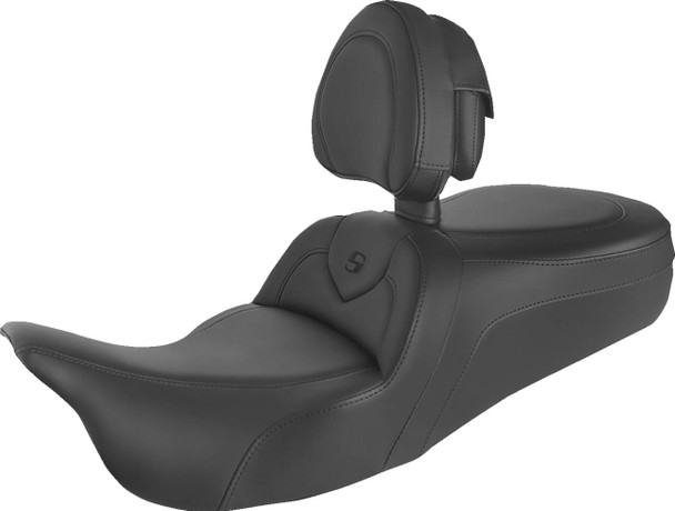 Saddlemen - 808-07B-187BR - Roadsofa™ Seat - with Backrest - Black/Black Stitch - FLH/FLT '08-'24