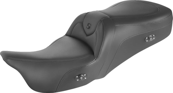 Saddlemen - 897-06-187HCT - Heated RoadSofa™ Seat - Without Backrest - Black W/Black Stitching