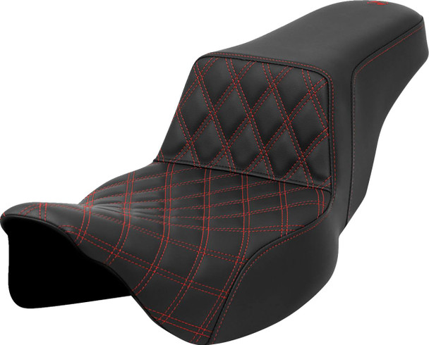 Saddlemen - 808-07E-17204 - Step-Up Seat - Front Lattice Stitch - Red Stitch - Extended Reach - FLH/FLT '08-'23