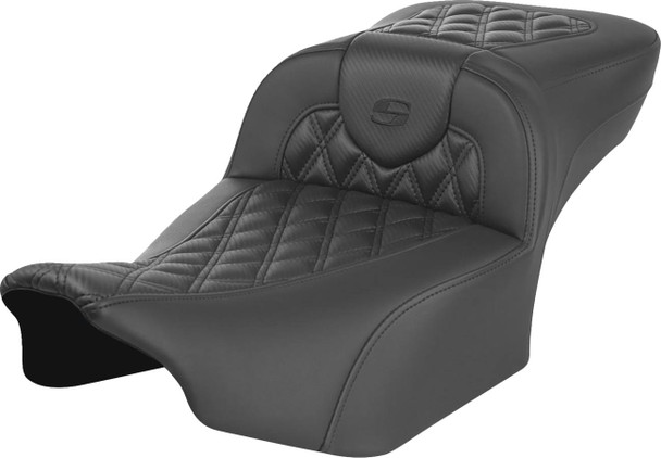 Saddlemen - 823-07-20700 - Roadsofa™ Extended Reach Seat - without Backrest - Carbon Fiber - Lattice Stitch - FLTR/FLHX '23-'24