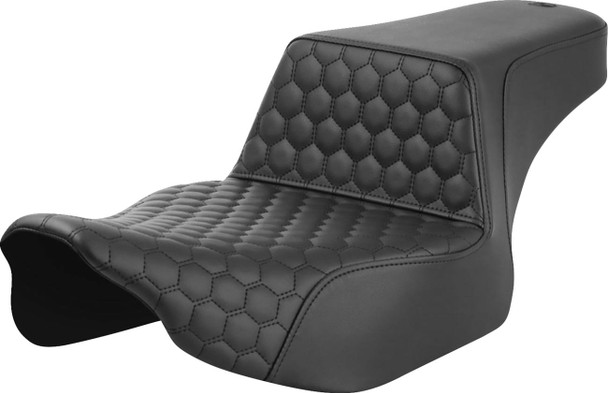 Saddlemen - 823-07-17800 - Step-Up Seat - Extended Reach - Front Honeycomb - Black Stitch - FL '23-'24