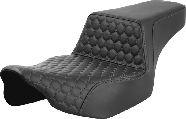 Saddlemen - 823-07-17802 - Step-Up Seat - Extended Reach - Front Honeycomb - Gray Stitch - FL '23-'24