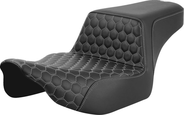 Saddlemen - 823-07-17805 - Step-Up Seat - Extended Reach - Front Honeycomb - Silver Stitch - FL '23-'24