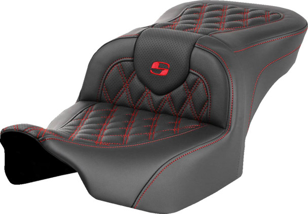 Saddlemen - 823-07-18204 - Roadsofa™ Seat - without Backrest - Red Lattice Stitch - FLTR/FLHX '23-'24