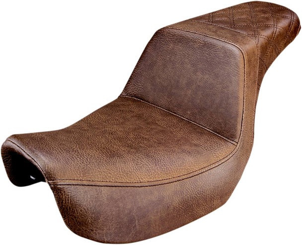 Saddlemen - 806-04-173BR - Step-Up Seat - Rear Lattice Stitched - Brown - Dyna