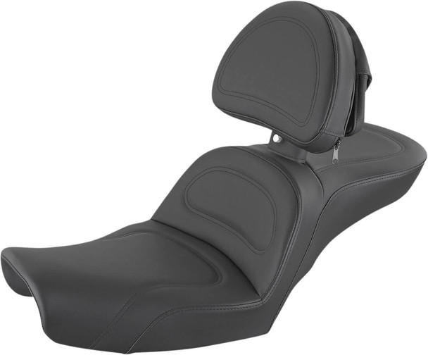 Saddlemen - 896-04-030 - Explorer Seat - With Backrest - Stitched - Black - Dyna