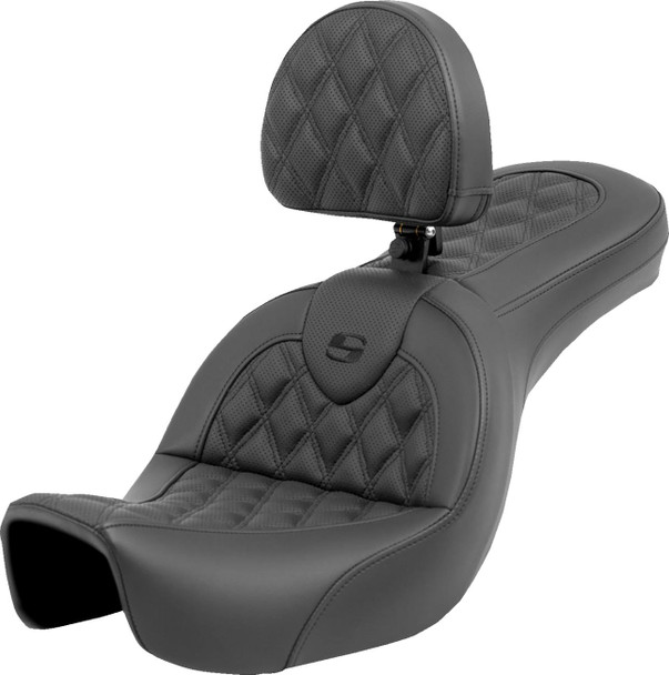 Saddlemen - 806-04-182BR - Roadsofa™ Seat - Lattice Stitch - with Backrest - FXD '06-'17