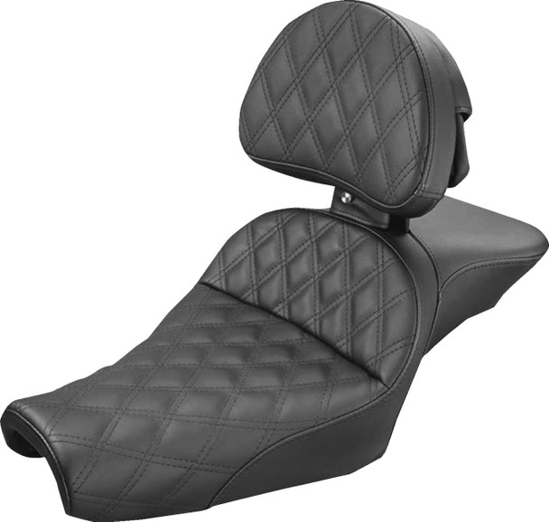 Saddlemen - 807-11-030LS - Explorer Seat - With Backrest - Lattice Stitched - Black - XL '04-'22