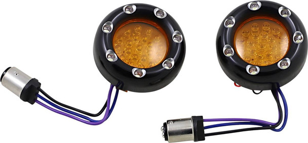Arlen Ness - 12-759 - LED Light Kit for Factory Turn Signal Housing - Amber/White - Black