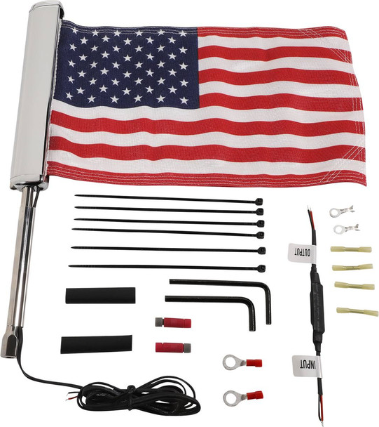 Ciro - 70600 - LED Flagpole - U.S. Flag - Chrome