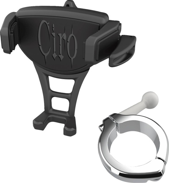 Ciro - 50356 - Phone Holder - Constrictor - Black - Chrome 1-1/2" Handlebar Mount