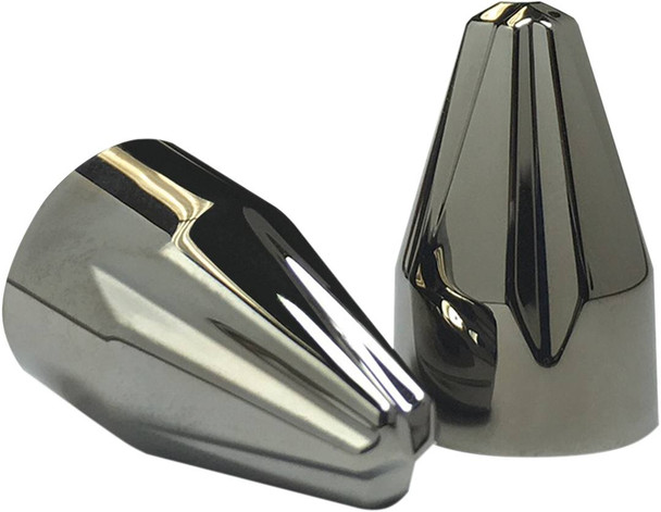 Ciro - 70017 - Bolt Caps - Engine - Fluted/Spike - 1/4" - Black Chrome