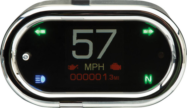 Dakota Digital - MLX-5400 - Handle Bar Mount Speedometer - With Signals - Oval - Chrome