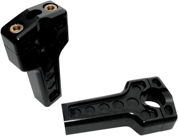 Joker Machine - 03-864B - Dual Handlebar Riser Clamp Assembly - 4" - Harley Davidson - Black