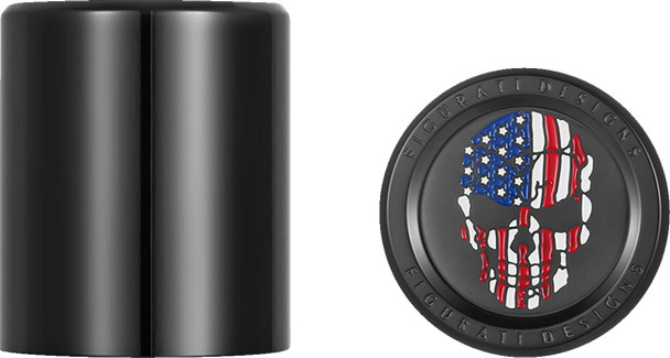 Figurati Designs - FD25-DC-2730-BK - Docking Covers - Red/White/Blue American Flag Skull - Black
