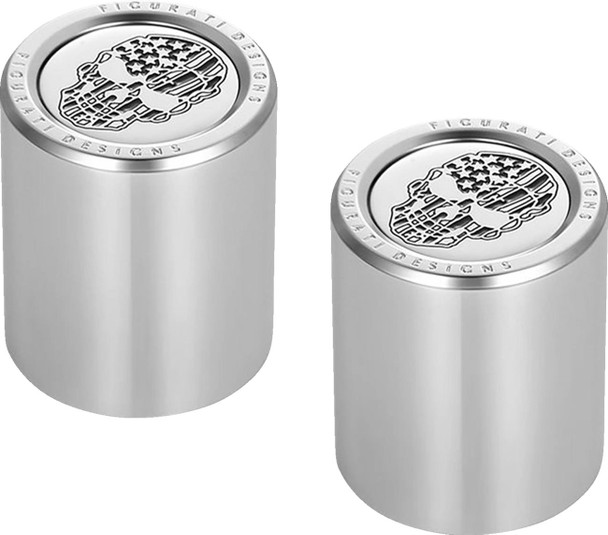 Figurati Designs - FD27-DC-2730-SS - Docking Covers - American Flag Skull - Contrast Cut - Silver