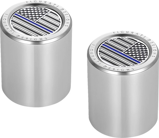 Figurati Designs - FD70-DC-2530-SS - Docking Covers - American Flag - Blue Line - Short - Silver Figurati Designs - FD70-DC-2530-SS - Docking Covers - American Flag - Blue Line - Short - Silver