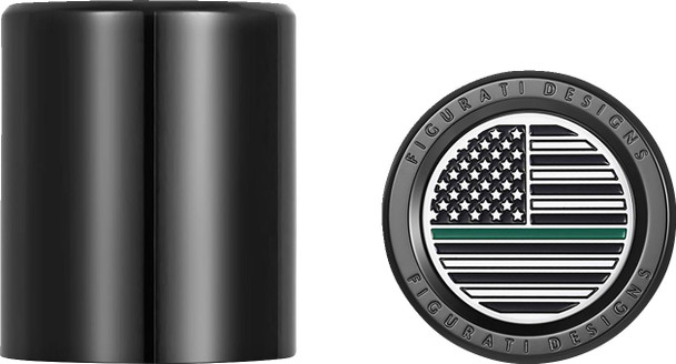 Figurati Designs - FD72-DC-2530-BK - Docking Covers - American Flag - Green Line - Short - Black