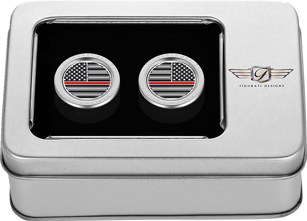 Figurati Designs - FD73-DC-2530-SS - Docking Covers - American Flag - Red Line - Short - Silver