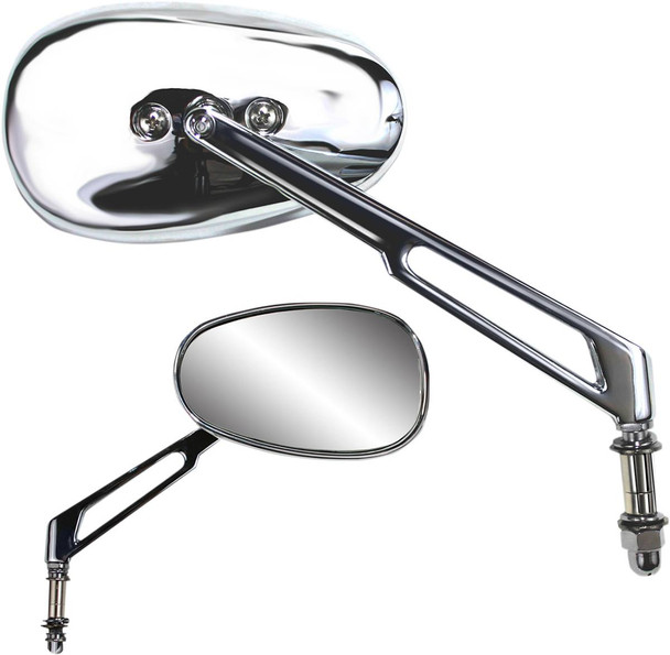 Parts Unlimited - Mirror - Side View - Teardrop - Long - Chrome
