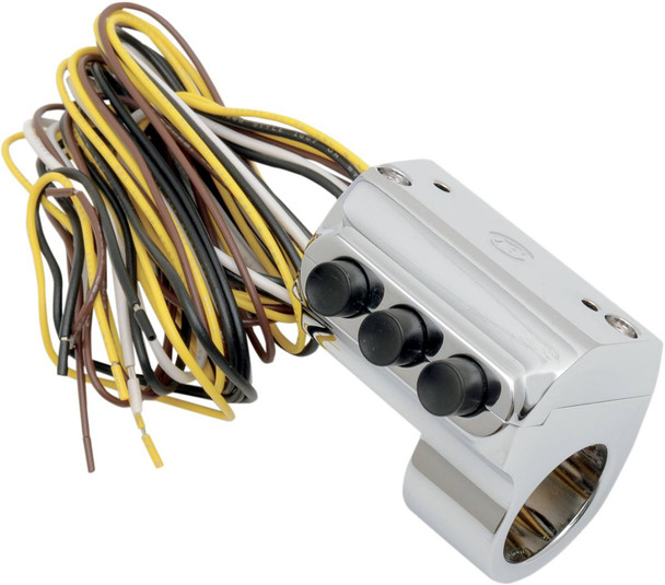 Performance Machine (Pm) - 0062-2033-CH - Contour Billet Handlebar Switch - Left Side - Three Button - Hydraulic Clutch - Chrome