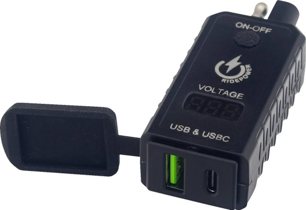 Ridepower - RPSAEUSBUSBCADP - SAE to USB-C/USB Ports Adapter - Charger - Digital Voltage Indicator