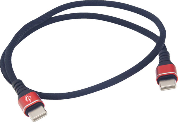 Ridepower - RPUSBCUSBC24 - Male USB-C to Male USB-C Cable - Phone - Fast/Charger - 24" - Black/Red