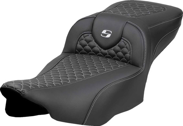Saddlemen - 823-07-20905 - Roadsofa™ Extended Reach Seat - Dragon Scale Stitch - Silver Stitch - w/o Backrest - FLT/FLH '23-'24