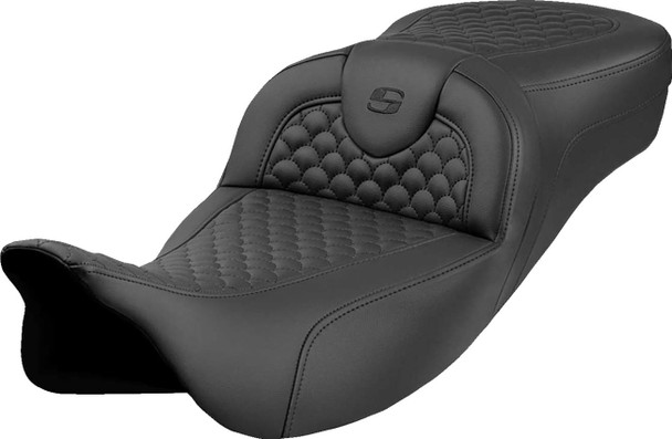 Saddlemen - 808-07B-20900 - Roadsofa™ Extended Reach Seat - Dragon Scale Stitch - Black Stitch - w/o Backrest - FLH/FLT '08-'24