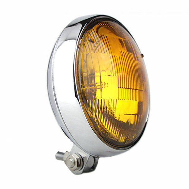 Motorcycle Supply Co. - Slim 5" Chrome Headlight - Amber Lens