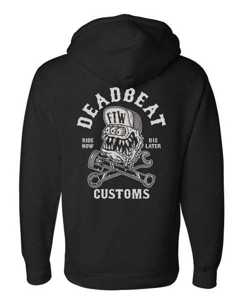 Deadbeat Customs FTW Monster Hooded Sweatshirt - Black