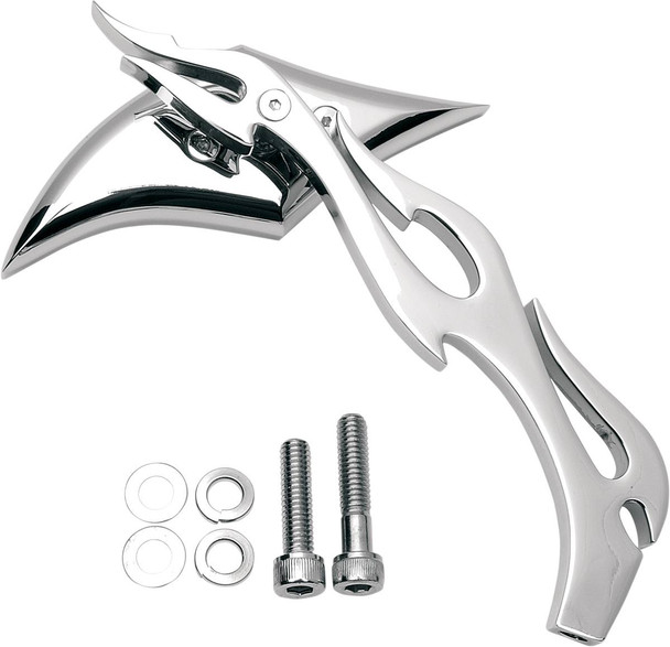 Drag Specialties - 06400036 - Mirror - Gothic/Flame - Side View - Diamond - Chrome - Right - Each